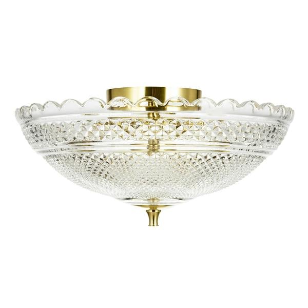 Traditional Antique Brass Ceiling Light with Clear Textured Glass Image 1