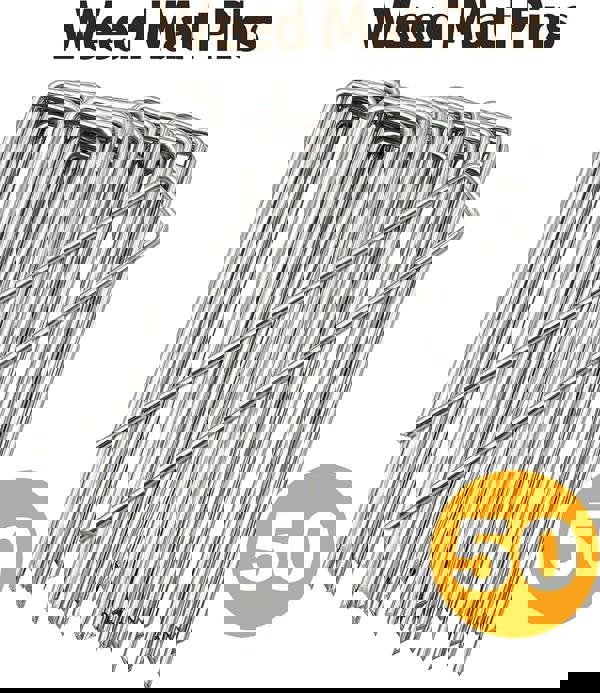 KAV Weed Mat Pins 50pcs Heavy Duty Landscape Pins U Shaped Tent Staples for Securing Membrane, Weed Control Fabric, Artificial Grass, Netting, Matting