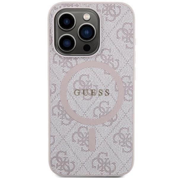 Guess 4G Collection Leather Metal Logo with MagSafe Hard Case for iphone 15 Pro 6.1" Pink - GUHMP15LG4GFRP