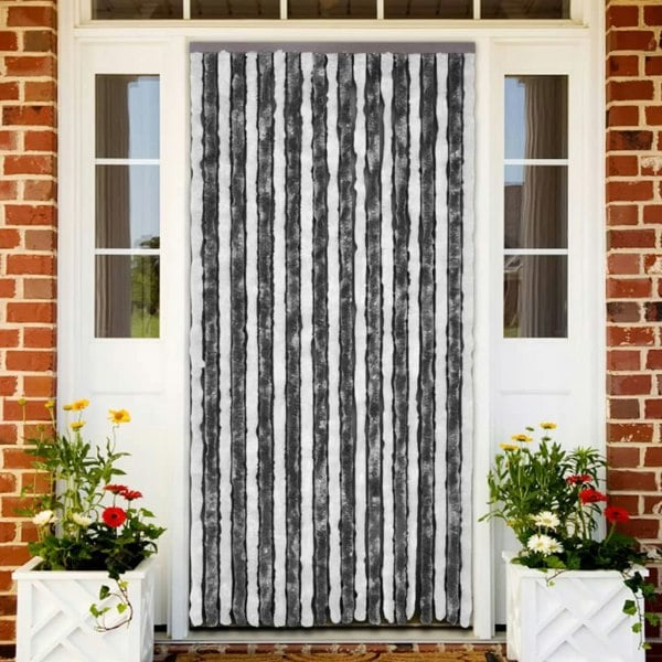 Berkfield Insect Curtain Grey and White 100x220 cm Chenille