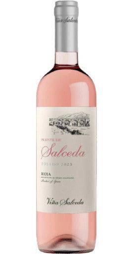 Bottle of Puente de Salceda Rosá wine on a white background