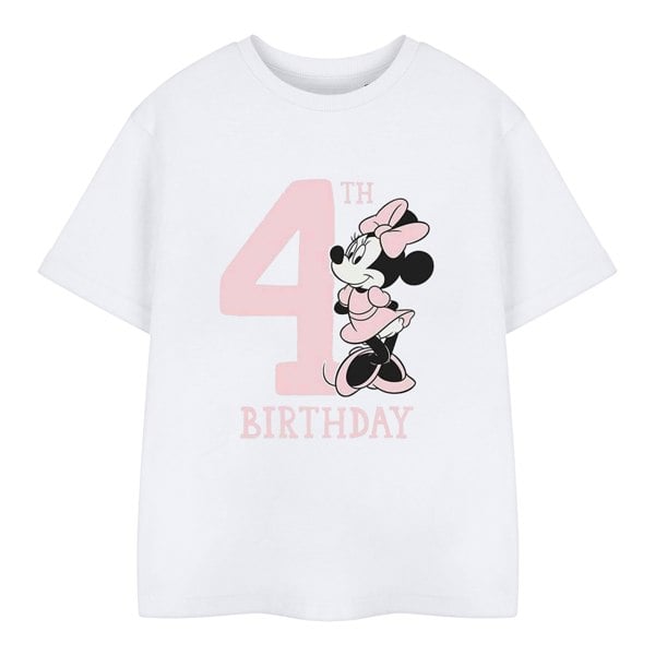 Disney Childrens/Kids Minnie Mouse 4th Birthday T-Shirt - White
