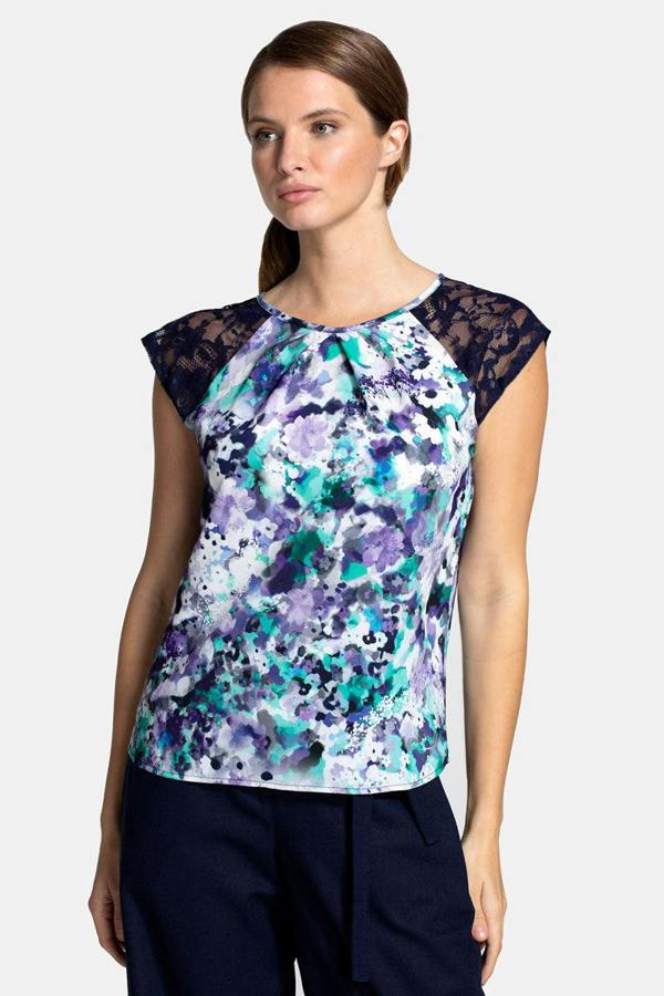 HotSquash Chiffon Top with Lace Sleeve