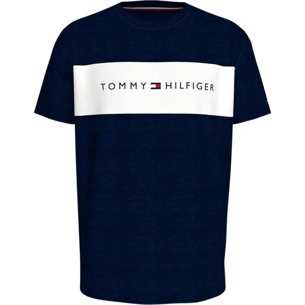 Tommy Hilfiger Mens Logo Cotton T-Shirt - White/Navy - 