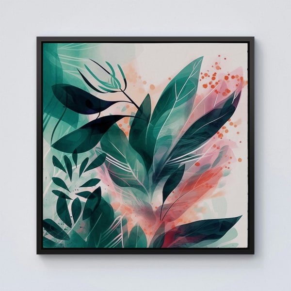 Warren Reed Green Feather leaves Tropical Framed Canvas