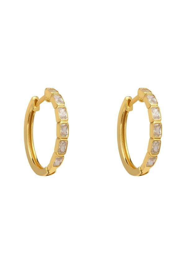 18k gold plated hoop earrings with cubic zirconia.