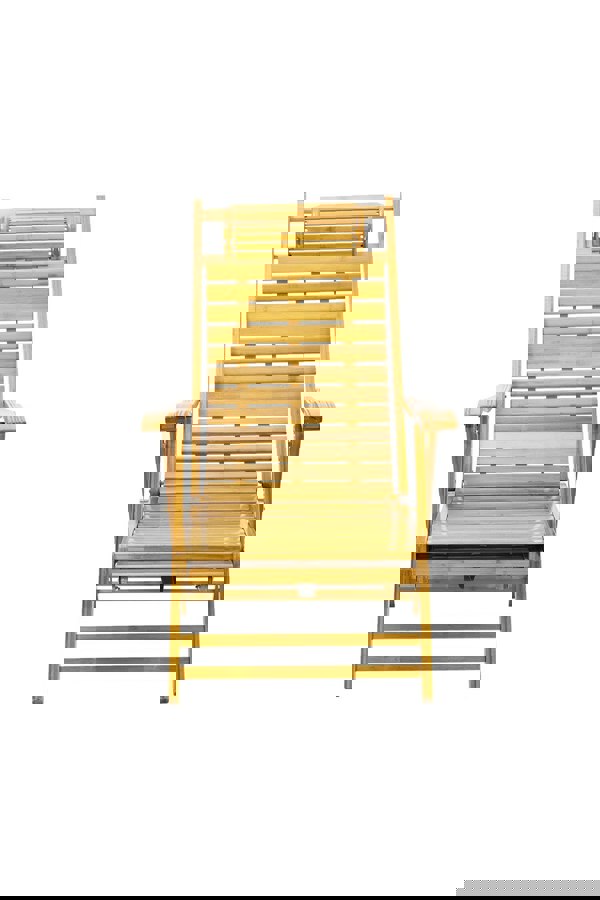 Living and Home Bamboo Folding Lounge Chair Recliner with Retractable Footrest