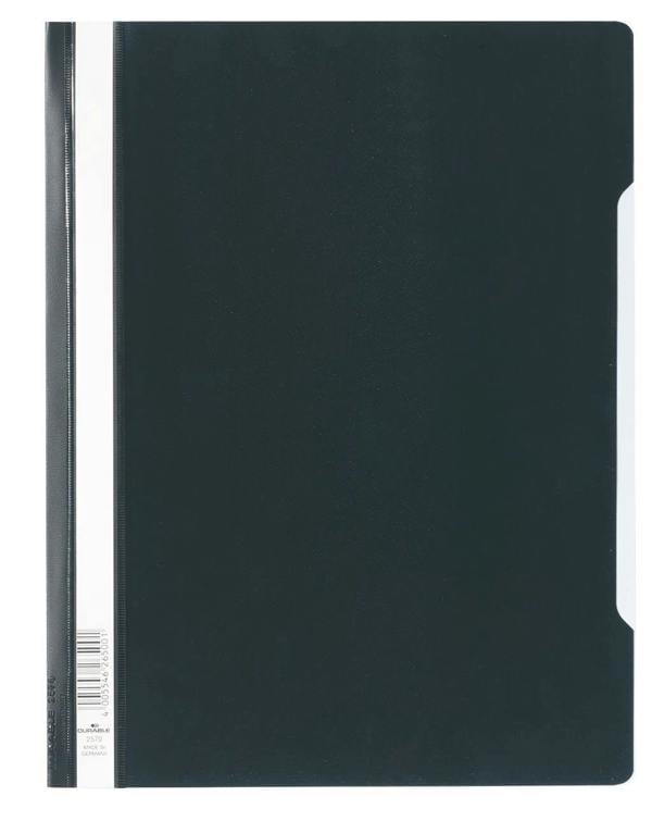 Durable Clear View Project Folder Document Report File | 25 Pack | A4 Black