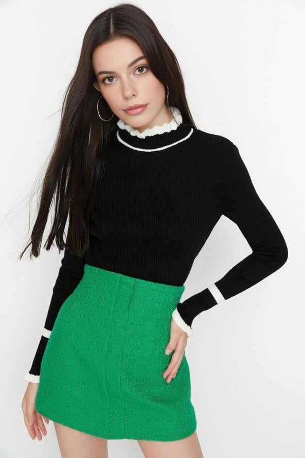 WOVCOR Color Block Knit Sweater