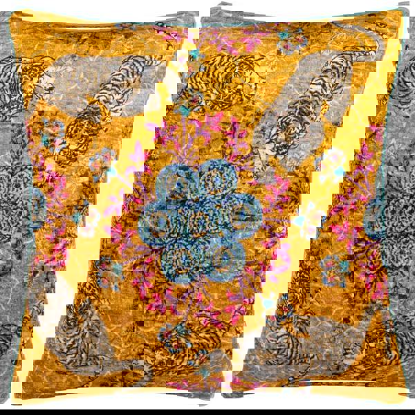 Wylder Tropics Tigerscope Piped Velvet Cushion Cover - Gold