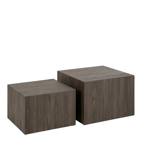 Furniture To Go Dice Square Coffee Table Set in Smoked Ash