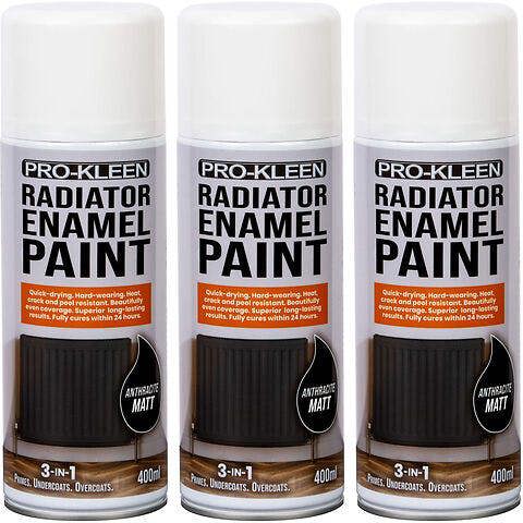 ProKleen Anthracite Matt Radiator Enamel Paint 400ml x3