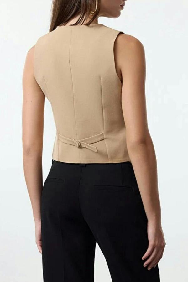 WOVCOR Fitted Crop Woven Vest