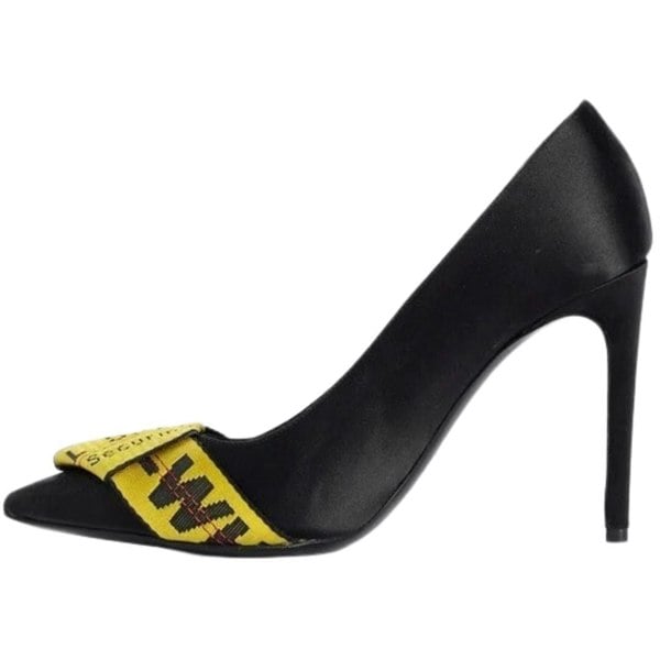 Off White Branded Tape Commercial Bow Pump High Heels - Black