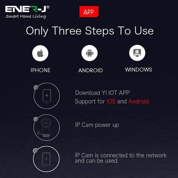 Ener-J Smart WiFi 1080P PTZ Indoor Security Camera, 360 Degree Coverage, Night Vision, Two-Way Audio & Motion Tracking