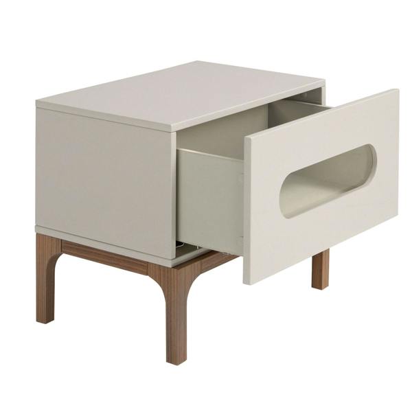 Angel Cerdá Grey and Walnut Wood Bedside Table With Interior Lighting 7144