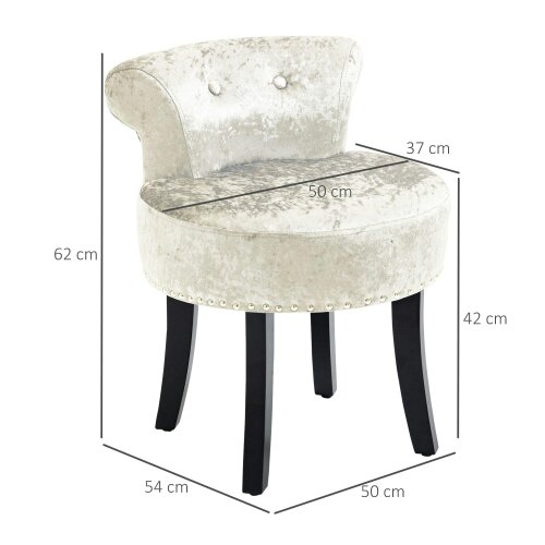 Wyld Haus Salami Beige Velvet Dressing Table Stool With Rubber Wood Legs