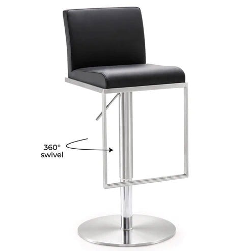 Furniture Edit Amalfi Black Vegan Leather Adjustable Stool