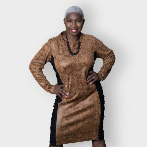 Sylvia Piechulla Cleopatra Snakeskin Vegan Leather Dress - Size UK 20/ US 16 - Chocolate Brown