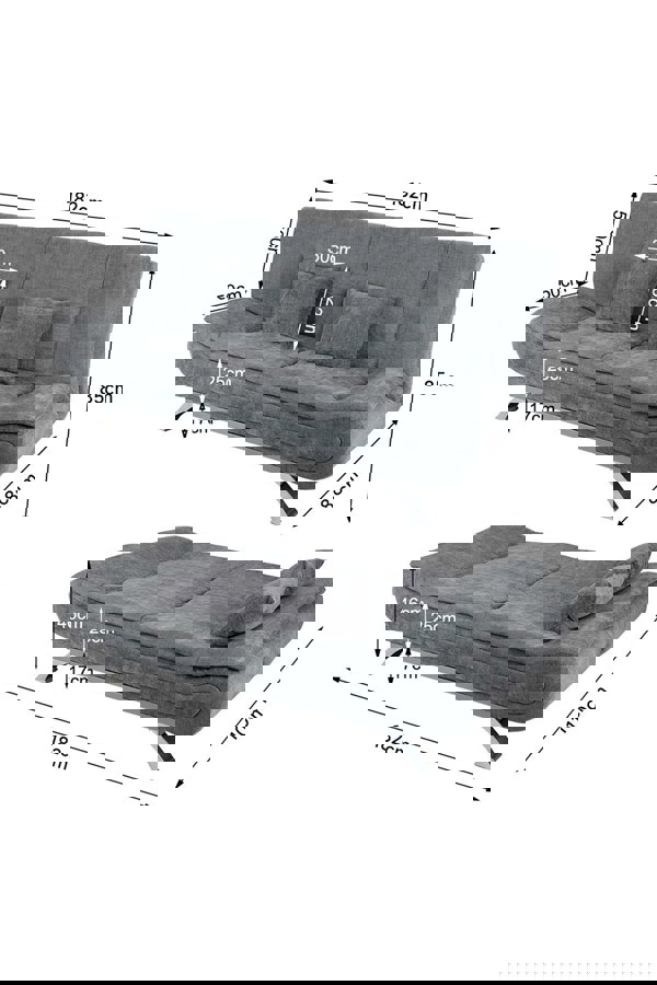 Living and Home 2-Seater Linen Fabric Click-Clack Convertibles Sofa Bed