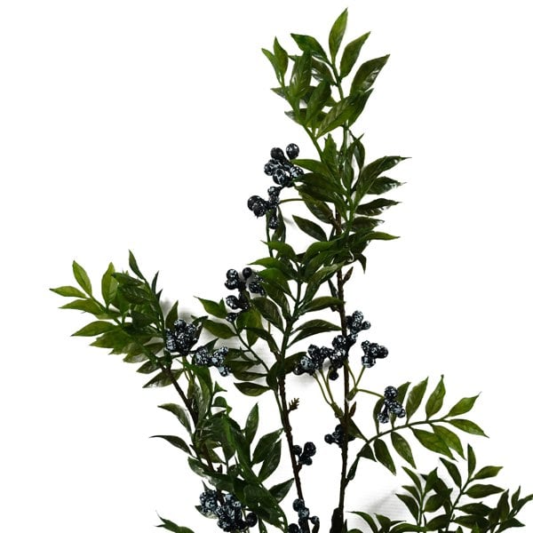 Leaf 6x 70cm Nandina Foliage Blue Berry Spray Artificial