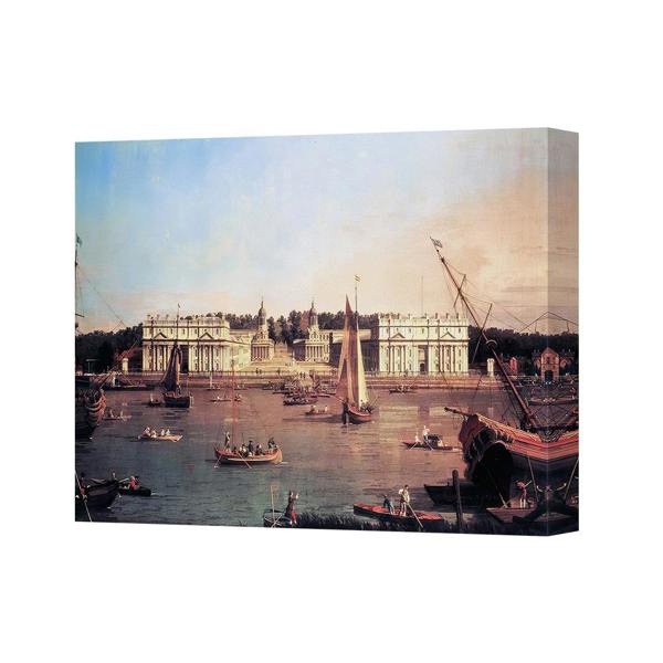 Benjamin Tate Design Harbor Scene Canvas Wall Art With Historic Buildings And Sailing Ships