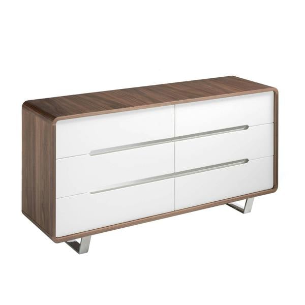 Angel Cerdá Chest of Drawers White Wood, Walnut and Chromed Steel 7106