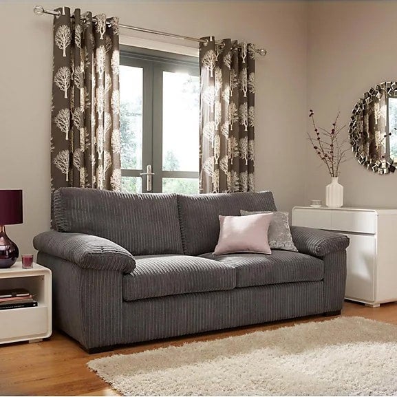 SQUAREBOXX Amalfi Jumbo Cord Grey Sofa 3+2 Fabric Sofa in Grey