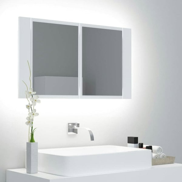 Berkfield LED Bathroom Mirror Cabinet White 80x12x45 cm Acrylic