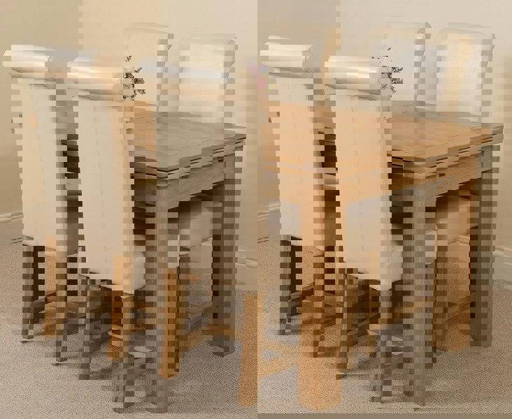 That's Furniture Richmond Medium Oak Extendable Dining Table with Washington Leather Chairs