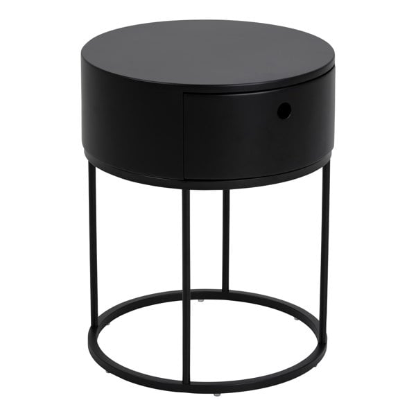 Furniture To Go Polo Round Bedside Table in Black