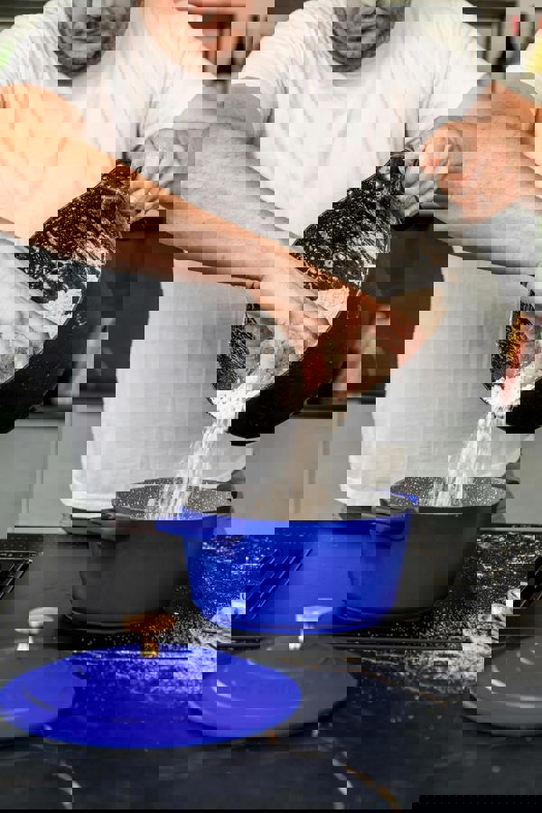 MasterClass 3pc Cast Aluminium Casserole Set with Self-Basting Lids, Non-Stick, Induction to Oven, 2.5L–4L, Electric Blue, Gift Boxed