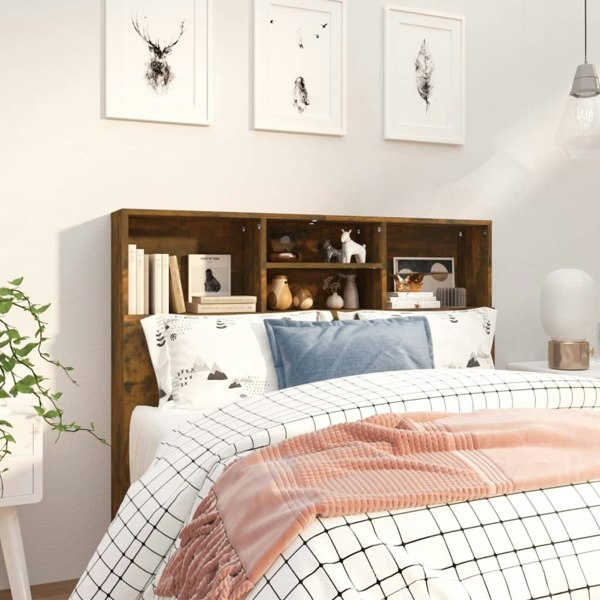 Berkfield Headboard Cabinet Smoked Oak 120x19x103.5 cm