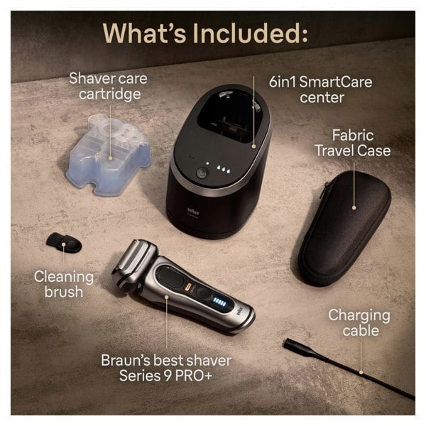 Braun Series Series 9 PRO+ Electric Shaver, SmartCare Center, Wet & Dry, 9467cc, Silver