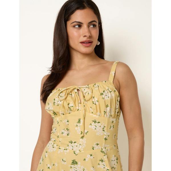 Blue Vanilla Midi Milkmaid Floral Dress