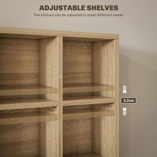 Wyld Haus Sifato Wood Natural Finish Adjustable CD Storage Cabinet 89 x 130.5 cm