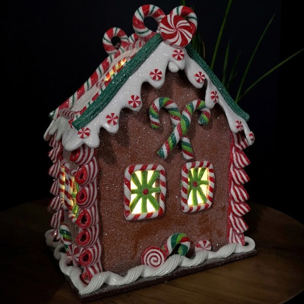Samuel Alexander 23cm Battery Operated LED Christmas Gingerbread Candy Chalet Decoration