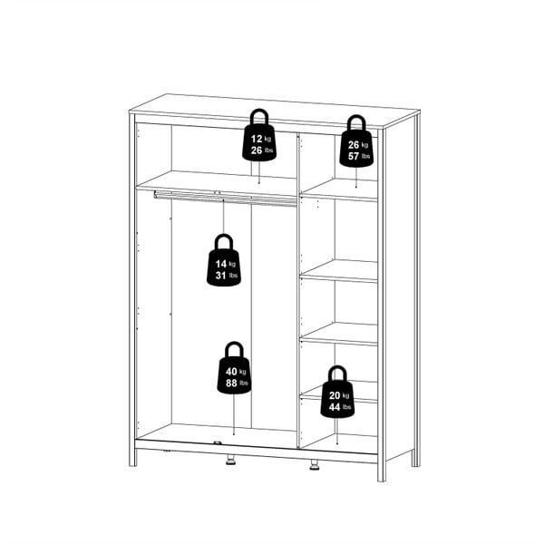 Wyld Haus Wildberry Matt Black Wardrobe 3 Doors Leather Handles