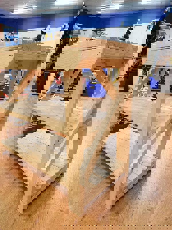 Acorn kiln-dried wooden workbench with double shelves ideal for workshops and garages
