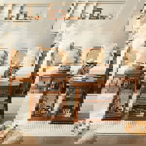 Nordic Square Coffee Table Set, Rattan-Weilai Concept-Weilai Concept