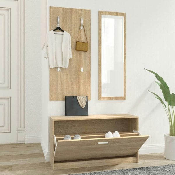 Berkfield 3-in-1 Shoe Cabinet Set Sonoma Oak Engineered Wood