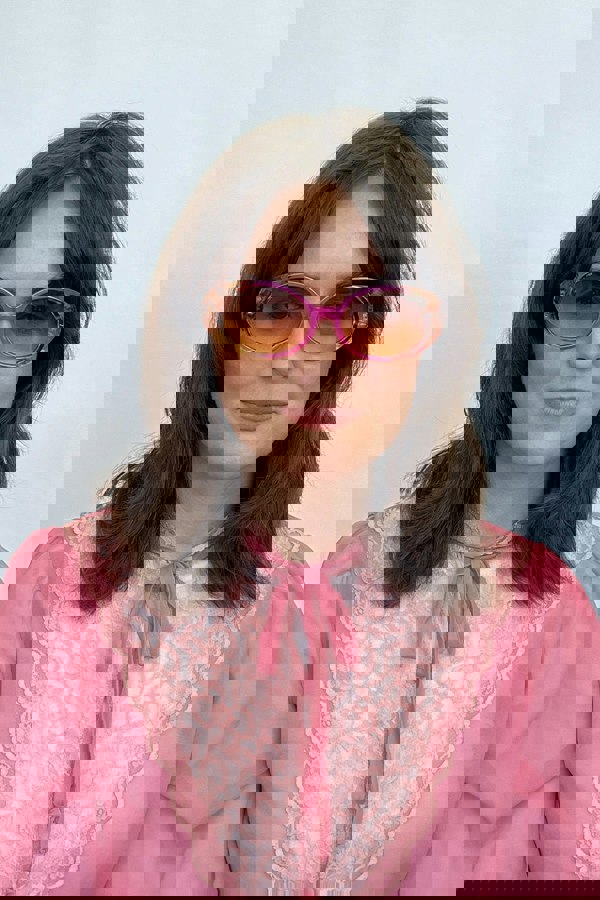 SVNX Floral Pink Oval Sunglasses