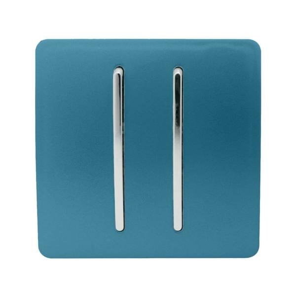 Trendi Switch 2 Gang Retractive Doorbell Switch in Ocean Blue