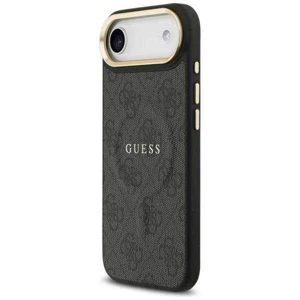 Guess PU Leather 4G Gold Frame Case with MagSafe for iPhone 17 Air 6.5" Black -GUHMP17MP4MSEGCK