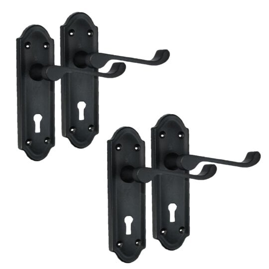 EDH Door Hardware Askworth Door Handle Set – Matt Black Internal Lock Door Handles 170mm x 48mm