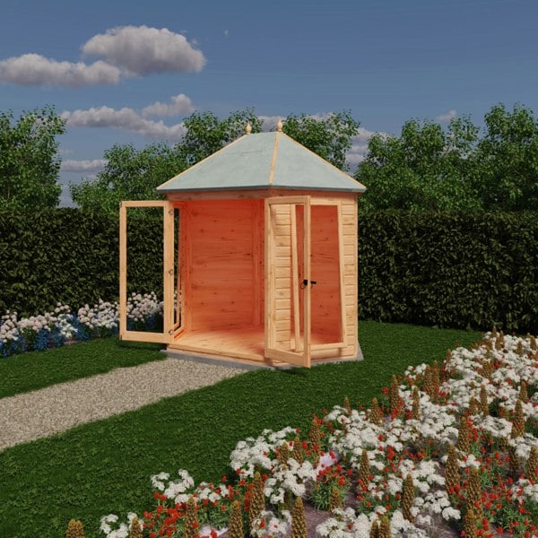 Shire Buttermere Hexagonal Gazebo Summerhouse 8x7 Double doors 12mm Cladding