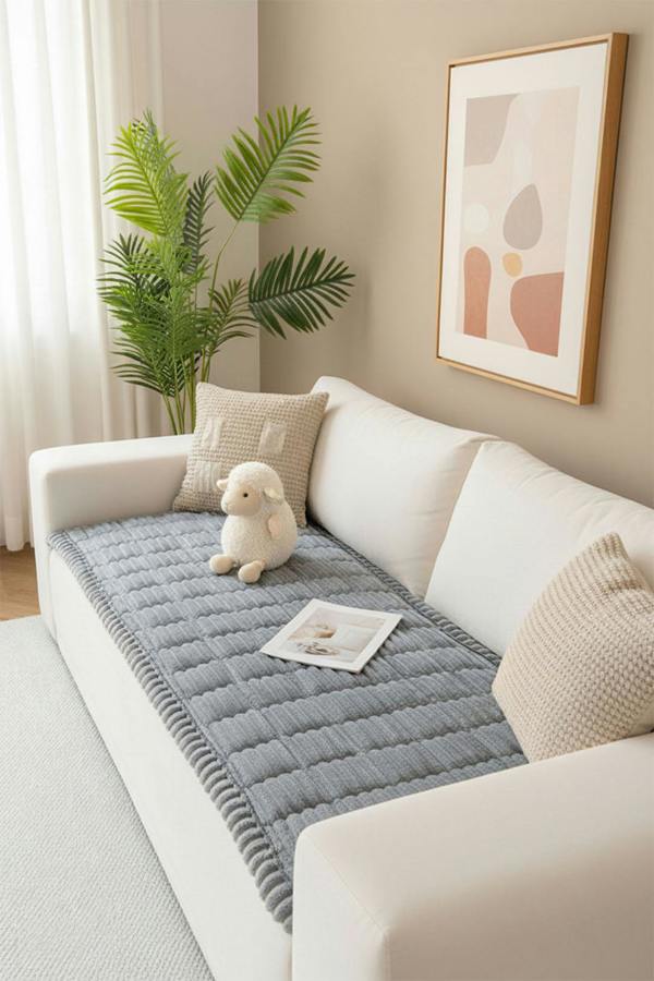 Soft Decorative Non-slip Sofa Protector with Textured Design