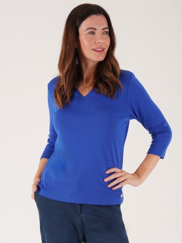 PennyPlain High Back V-neck Top - Royal