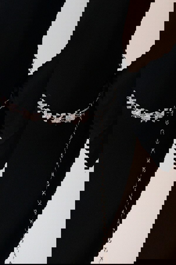 SVNX Butterfly Chain Belt In Silver