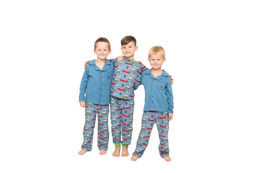 Luca and Rosa Boys button up pyjamas - car print